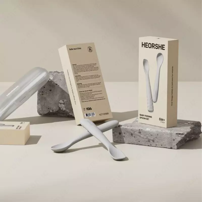 HEORSHE chaqaloqlarni oziqlantirish qoshiq to‘plami, kulrang