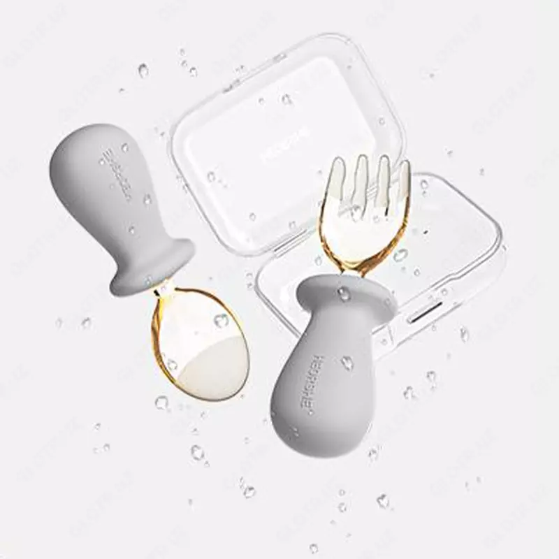 Набор ложек и вилок для кормления детей HEORSHE серый