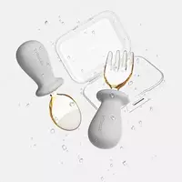 Набор ложек и вилок для кормления детей HEORSHE серый