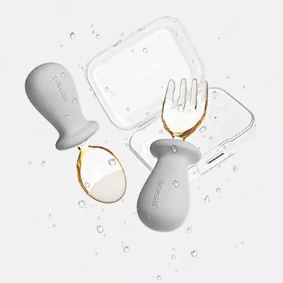 Набор ложек и вилок для кормления детей HEORSHE серый