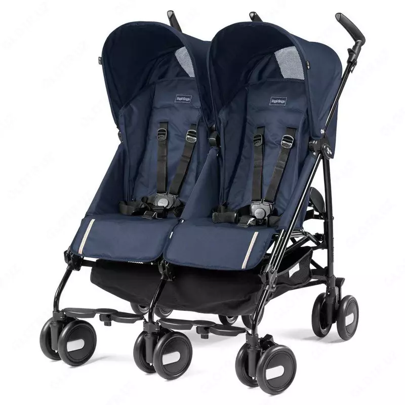 Коляска для двойни Peg-Perego Pliko Mini Twin Classico темно-синяя