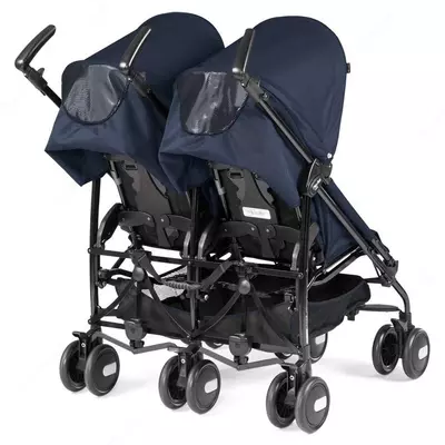 Коляска для двойни Peg-Perego Pliko Mini Twin Classico темно-синяя