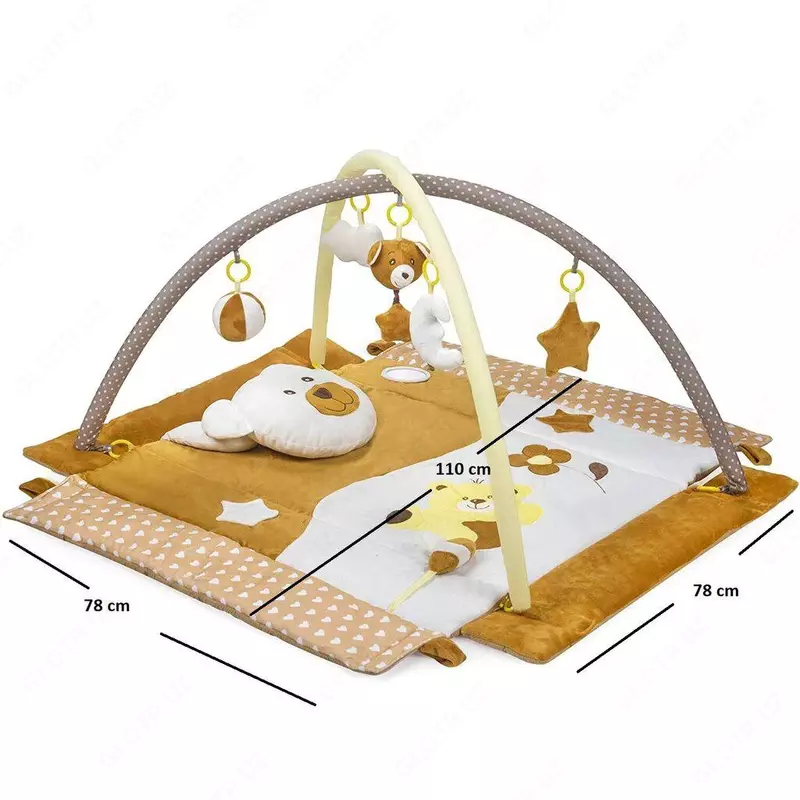 Детский игровой коврик с бортиками и игрушками Zoogi "Мишка" 0+