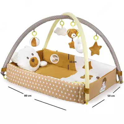 Детский игровой коврик с бортиками и игрушками Zoogi "Мишка" 0+