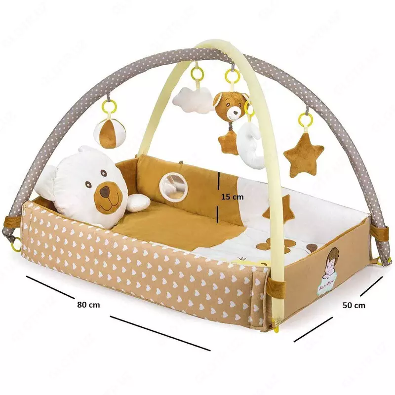 Детский игровой коврик с бортиками и игрушками Zoogi "Мишка" 0+