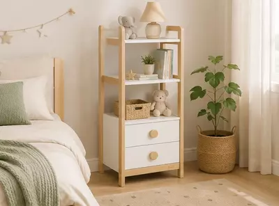 Boori Tidy saqlash javoni  Barley White va Beech rangi