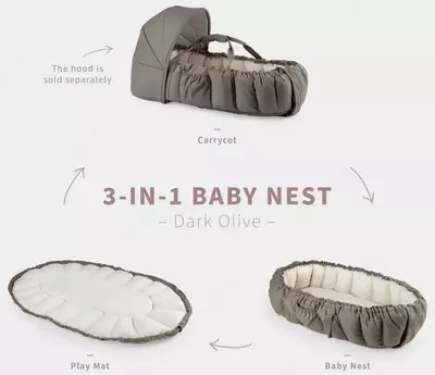 Sebra — 3 tasi 1 da bolalar uyachasi, Dark Olive rangi