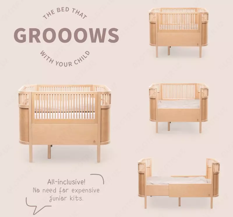 Sebra — Детская кроватка-трансформер Baby & Jr., Wooden Edition