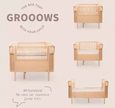 Sebra — Детская кроватка-трансформер Baby & Jr., Wooden Edition