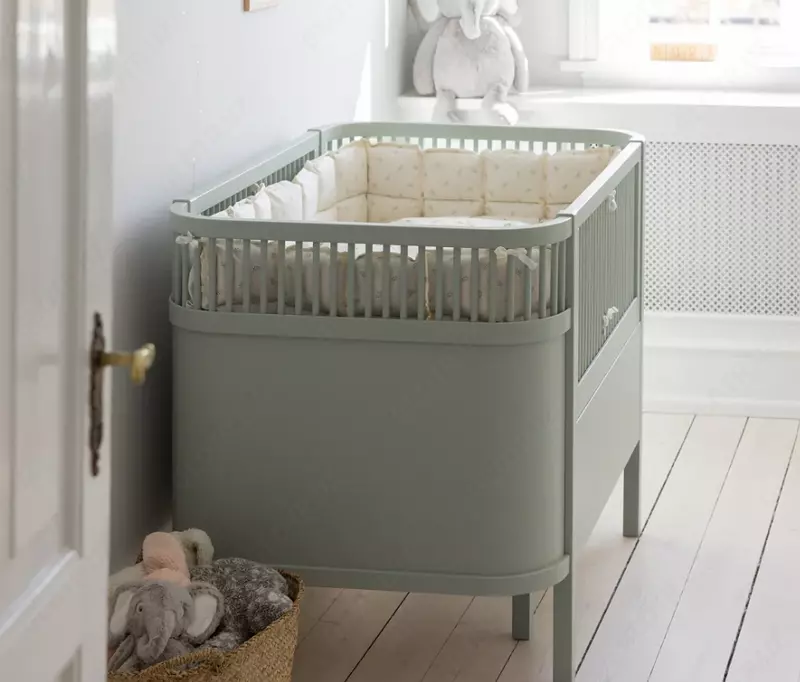 Sebra — Детская кроватка-трансформер Baby & Jr., цвет Mist Green