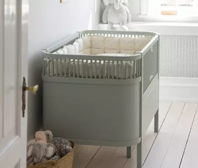 Sebra — Детская кроватка-трансформер Baby & Jr., цвет Mist Green
