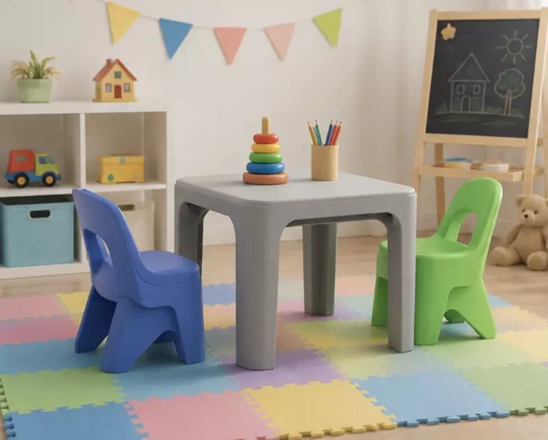 SIMPLAY3 PLAY AROUND — stol va stullar to‘plami, 2–6 yosh, ko‘p rangli