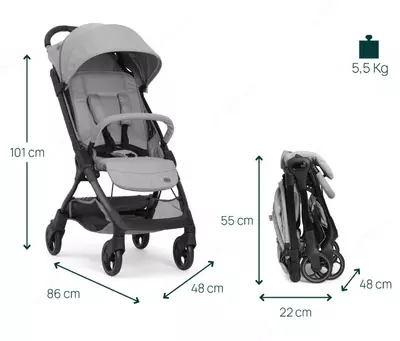 CHICCO WE 2 — bolalar aravachasi, 0 oy–4 yosh, PEBBLE