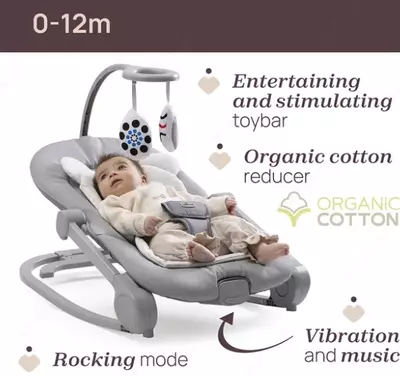 CHICCO MIA BOUNCER — bolalar uchun tebranuvchi shEzlong, PEBBLE