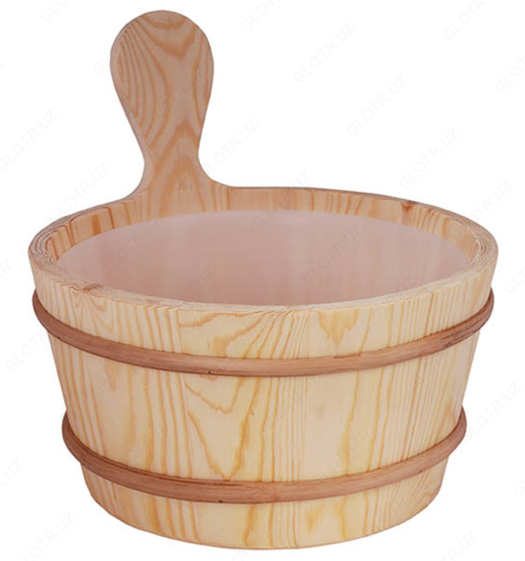 Деревянное ведро и пластиковый горшок в 4 литра