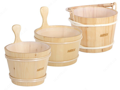 Деревянное ведро и пластиковый горшок в 4 литра