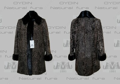 Женская шуба из каракульчи с обделкой из нутрии Арт. SH014
