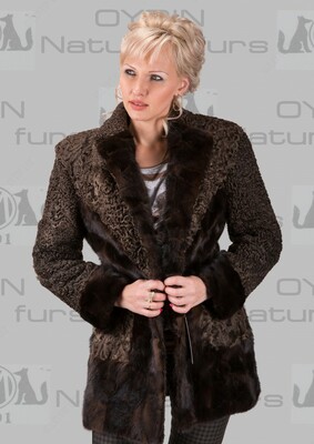 от 249.5 сум / шт. Комбинированный полушубок из каракуля и из норки