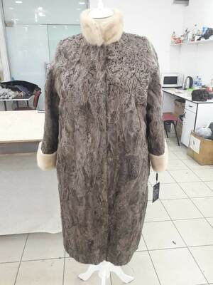 Шуба из кусочков цветного сурка (длина 110 см