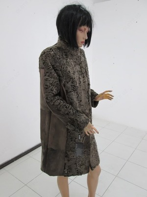 от 6 682 500 сум / шт. Полушубка из меха каракулчи цвет сур комбинированный воротник стойка длина 90 см