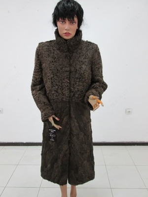 Шуба комбинированная из стойки воротника длина 115 см