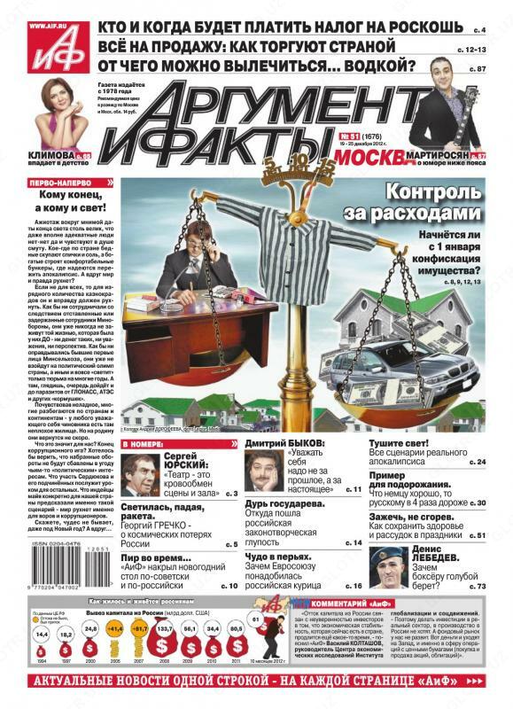 Реклама в газете Аргументы и факты