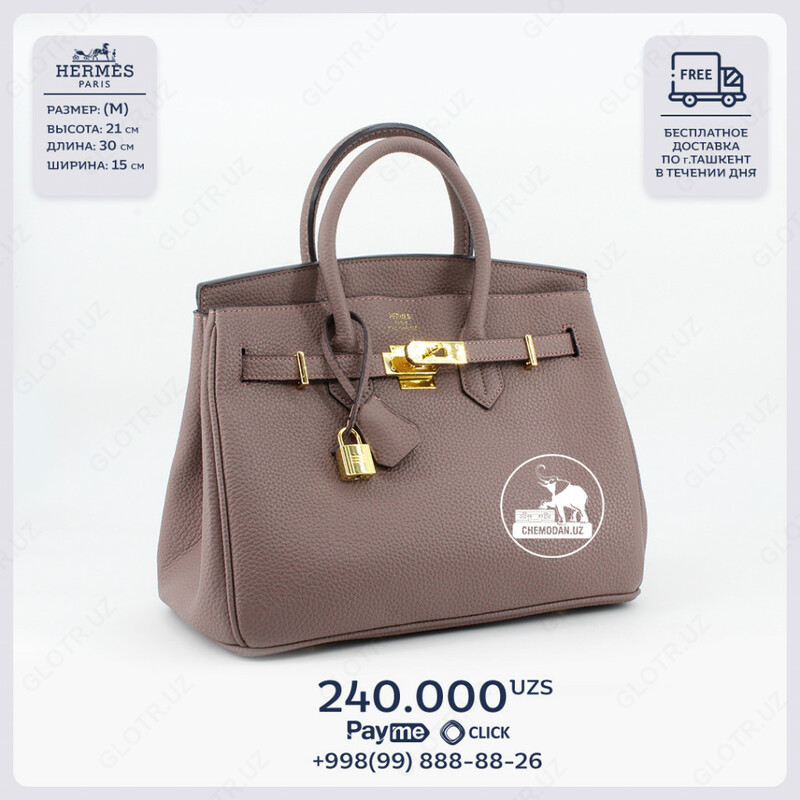  Женская сумка Hermes Paris серобуромалинового цвета - 