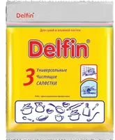 DELFIN nam va quruq tozalash salfetkalari  35x35 sm  3 dona  PET paket (turli xil ranglarda)