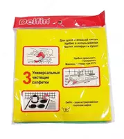   DELFIN nam va quruq tozalash salfetkalari  35x35 sm  3 dona  PET paket (turli xil ranglarda)