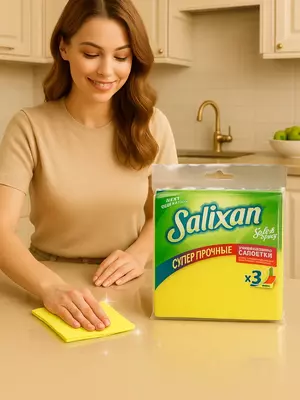 Универсальные салфетки "Salixan", 30 х 30 см, 3 шт., уп. ПЭТ (Цв. ассорти)