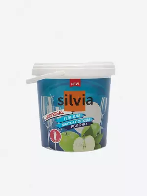 Гель для посуды "Silvia" Universal, аромат яблоко, 450/1000 гр. (пластиковое ведро с ручкой)