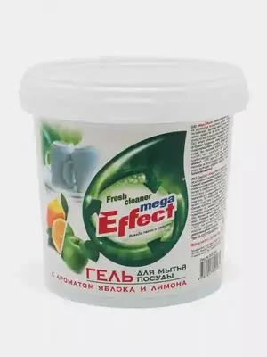Гель для посуды "Mega" Effect, аромат яблока и лимона, 1000 гр. (пластиковое ведро с ручкой)