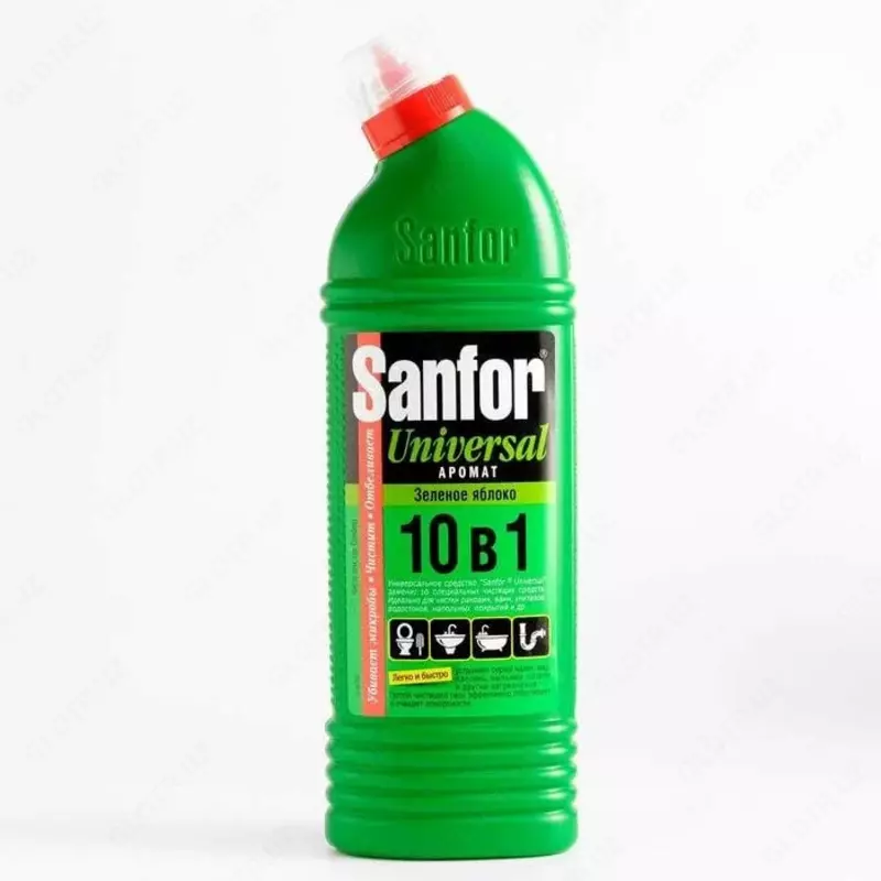 Чистящее средство для сантехники "Sanfor" Universal, 10 в 1, гель, 750 мл. (Зелёное яблоко)
