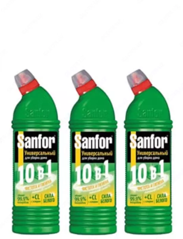 Чистящее средство для сантехники "Sanfor" Universal, 10 в 1, гель, 750 мл. (Зелёное яблоко)