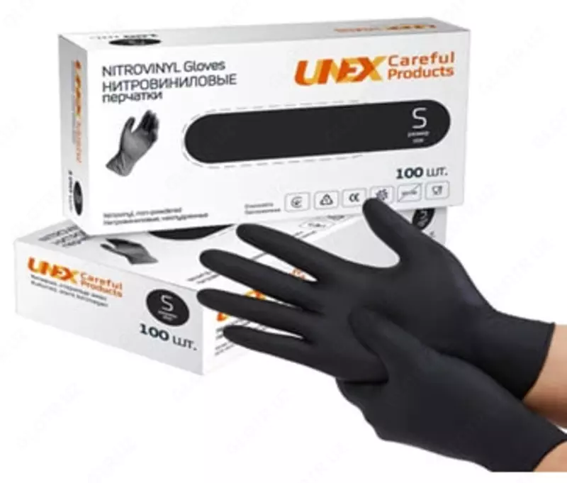 Нитровиниловые перчатки "UNEX" Medical Products, уп. 100 шт. (одноразовые)
