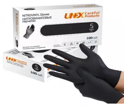 Нитровиниловые перчатки "UNEX" Medical Products, уп. 100 шт. (одноразовые)