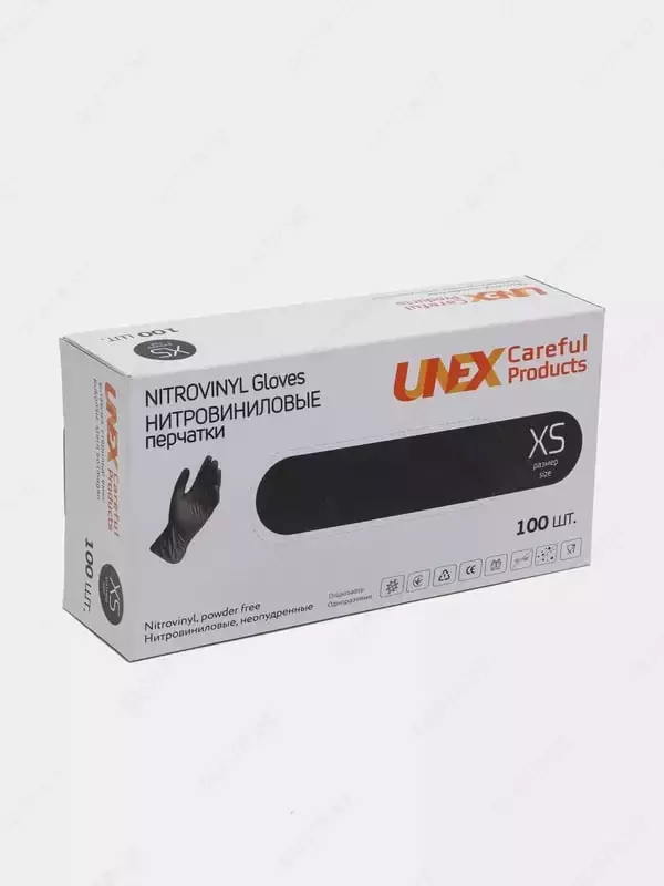 Нитровиниловые перчатки "UNEX" Medical Products, уп. 100 шт. (одноразовые)
