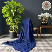 Вязанный Плед "Камилла" (Темно-синий)