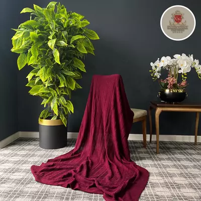 Вязанный Плед "Камилла" (Бардовый)