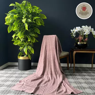 Вязанный Плед "Камилла" (Грязно-розовый)