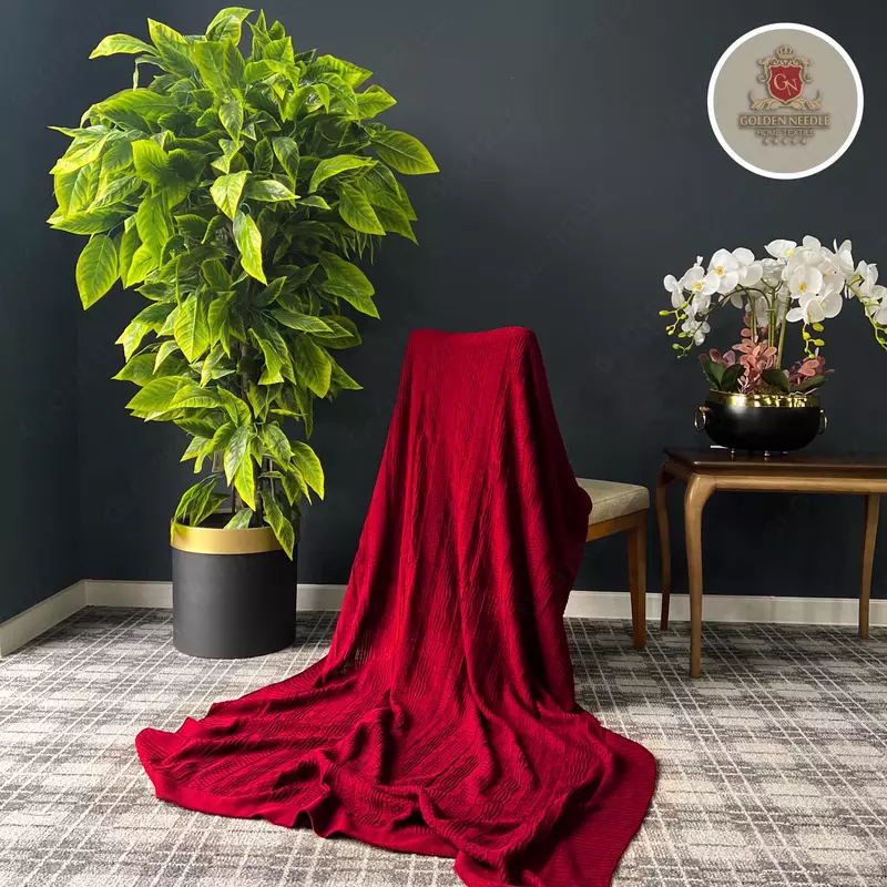 Вязанный Плед "Камилла" (Красный)