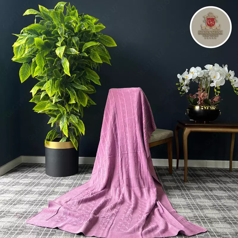 Вязанный Плед "Камилла" (Розовый)