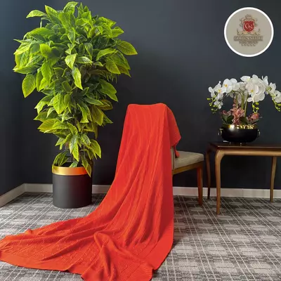 Вязанный Плед "Камилла" (Оранжевый)