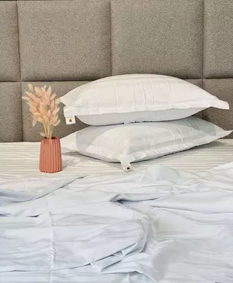 Двуспальный комплект постельного белья Stripe Satin "WHITE" (Белая нежность)