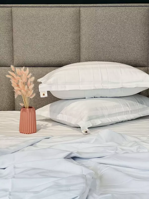 Односпальный комплект постельного белья Stripe Satin "WHITE" (Белая нежность)