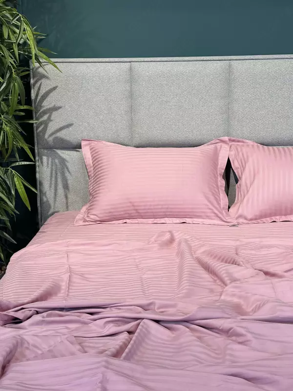 Двуспальный комплект постельного белья Stripe Satin "PINK" (Розовое очарование) - 550 000 сум
