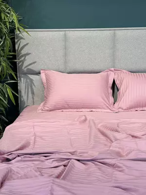 Двуспальный комплект постельного белья Stripe Satin "PINK" (Розовое очарование)