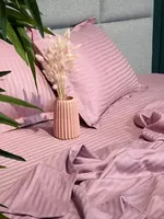 Двуспальный комплект постельного белья Stripe Satin "PINK" (Розовое очарование) - "GOLDEN NEEDLE" LLC
