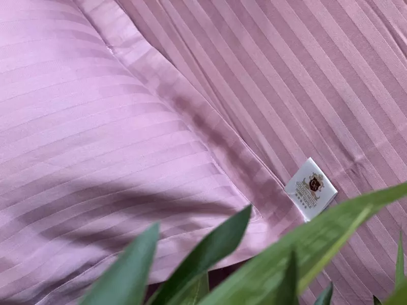 Двуспальный комплект постельного белья Stripe Satin "PINK" (Розовое очарование) Постельное белье