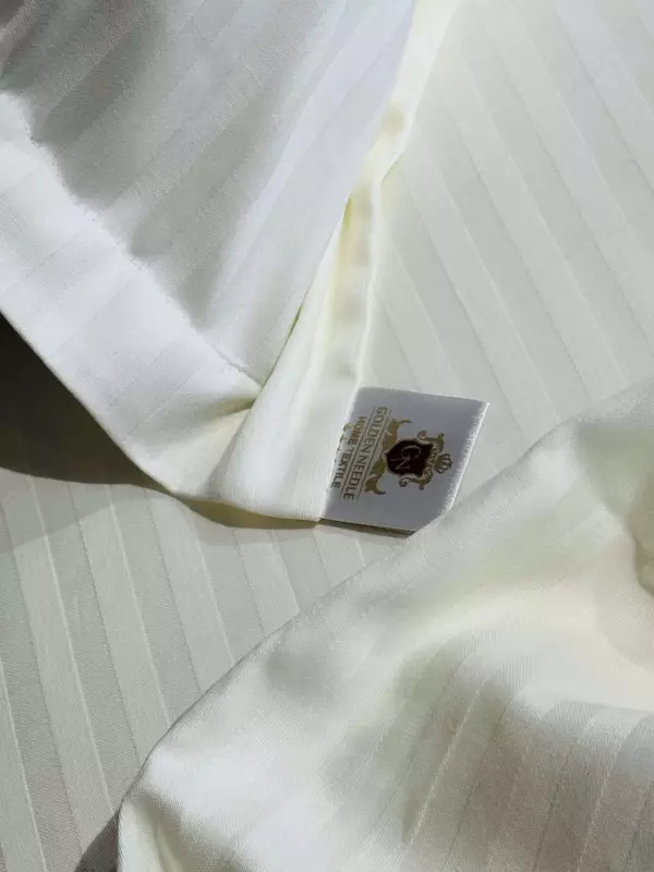 Двуспальный комплект постельного белья Stripe Satin "CREAM" (Кремовый дуэт)
